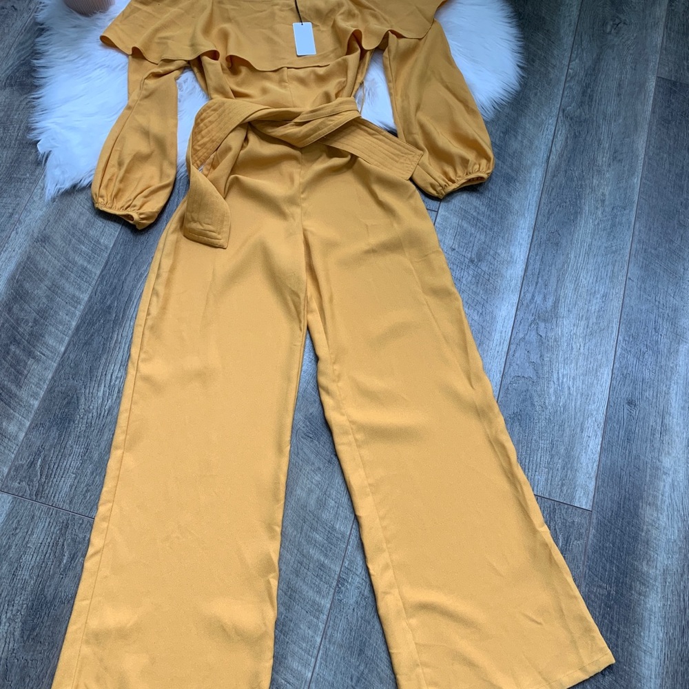 NWT Anthropologie Current Air Mustard Jumpsuit Med - Picture 8 of 15